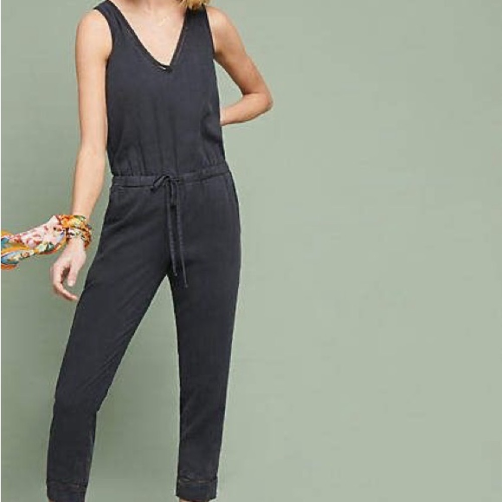 Anthro charcoal tapered jumpsuit